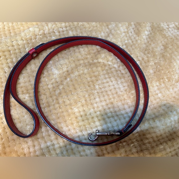 COACH Small Crossgrain Leather Pet Leash RED - Picture 1 of 3